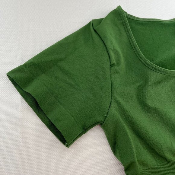 NEW HeyShape Square Neck Thong Bodysuit Green Short Sleeve Women's Large - Picture 10 of 13